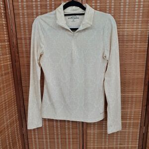Eddie Bauer Cream Long Sleeve Quarter Zip Pullover Top Size Small